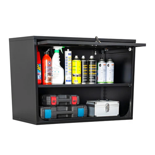Fesbos Metal Storage Cabinet Black Wall Cabinets with Shelf and Locking Door - Wall Mounted Storage Cabinet for Garage Warehouse Home Office - Assembly Required
