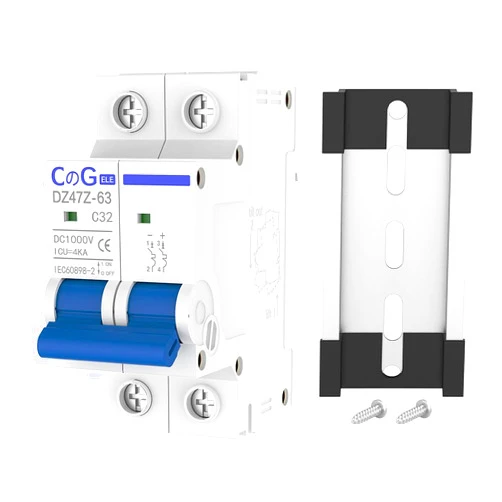 CGELE DC Miniature Circuit Breaker, CGELE 2 Pole 32 Amp 1000V DC Disconnect Switch for Solar PV Systems Thermal Magnetic Trip Din Rail Mount
