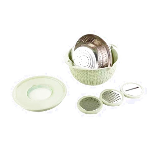 Pilipane Stainless Steel Colander with Plastic Mixing Bowl,Food Strainers with Grater Lid for Rice Vegetables Fruit,Pasta,Veggie Wash,Salad rotator for Kitchen,Apartment Essential(green)
