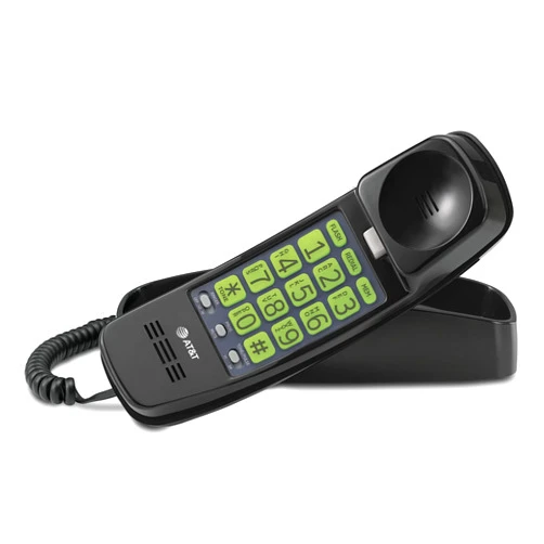AT&T TRIMLINE 213-11 Corded Home Phone with Extra Big Buttons & Visual Ringer. No AC Power Required, Improved Easy-wall-mount, Lighted Keypad, 10 Speed Dial Keys, Volume Control,Senior Friendly. BLACK