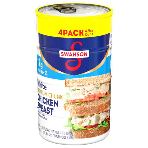 SWANSON S Swanson White Premium Chunk Chicken Breast with Rib Meat in Water, 4.5 oz. (Pack of 4)