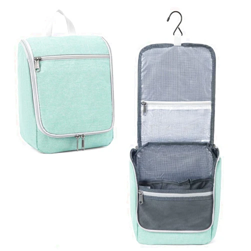 Della Gao Hanging Toiletry Bag for Men and Women, Portable Travel Makeup Bag Cosmetic Bag Toiletries Organizer, Bathroom Bag, Water Resistant Nylon - Green