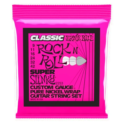 Ernie Ball Super Slinky Classic Pure Nickel Electric Guitar Strings, 9-42 Gauge (P02253)