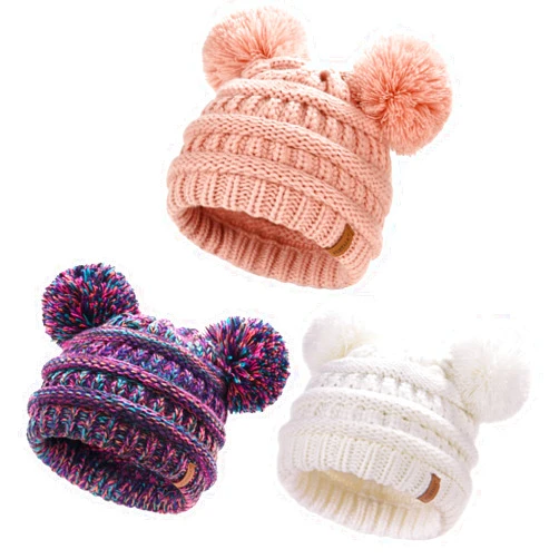 FURTALK Baby Winter Knitted Beanie Hat Soft Warm Lined Pom Pom for Infant Toddler Skull Cap