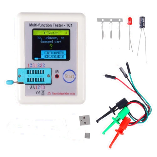 AITRIP LCR-TC1 Colorful Display Pocketable Multifunctional TFT Backlight Transistor Tester for Diode Triode Capacitor Resistor Transistor LCR ESR NPN PNP MOSFET with 1.8 inch Colorful Display