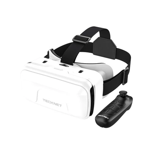 TECKNET VR Headset for Phone with Controller, Virtual Reality Headsets with HD 110°FOV Anti-Blue Light Lenses & Adjustable Gears, 3D VR Headset for Kids Compatible iPhone Samsung Android 4.7-7.2