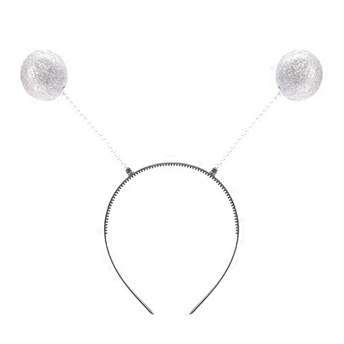 MOFEINI 1 Pcs Silver Martian Antennas Headband Alien Headband Halloween Costume Party Favors Accessory