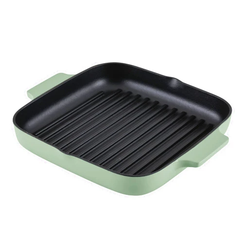 KitchenAid Enameled Cast Iron Square Grill and Roasting Pan, 11 Inch, Pistachio