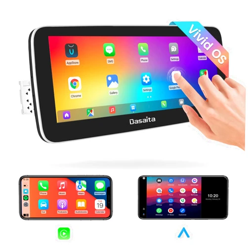 Dasaita 10.25'' Android Car Stereo Single 1 Din Radio GPS DSP IPS Carplay Android Auto (Rotatable & Detachable)