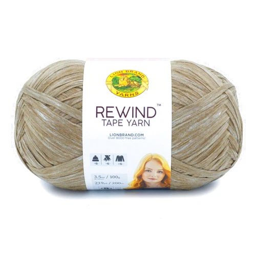Lion Brand Yarn, Bulky Tape Rewind Yarn for Knitting and Crocheting, Willow, 1 Pack