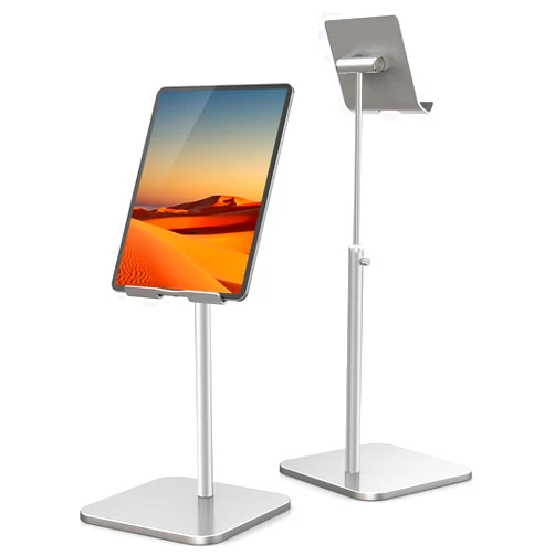 ODOSOLA Tablet Stand Height Angle Adjustable, Eye-Level Desktop iPad Stands Tablet Holder for Home Office, Cradle Dock for iPad Pro 12.9, Air Mini 4, Kindle, E-Reader, Nexus, iPhone (4-13'') Silver