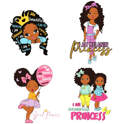 Gersoniel 4 Pieces Black Girl Inspirational Quote Wall Decal Motivational Saying African American Sticker Positive Stickers Little Decals for Bedroom Girl Power Wall Decal for Nursery Decor