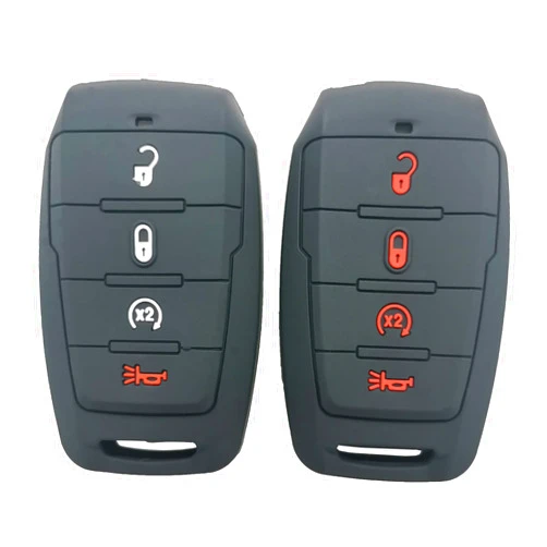 Guibuhuse Solf Silicon Protector Key Fob Cover Fit for Jeep Dodge Ram 1500 2500 3500 2019 2020 2021 2022 Accessories(Pack 2)
