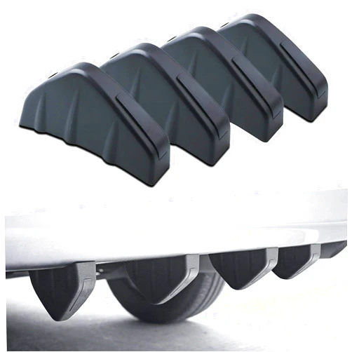 X xotic tech Xotic Tech 4pcs Car Rear Lower Bumper Wing Lip Diffuser Splitter Spoiler Shark Fins Universal Fit(Matte Black)