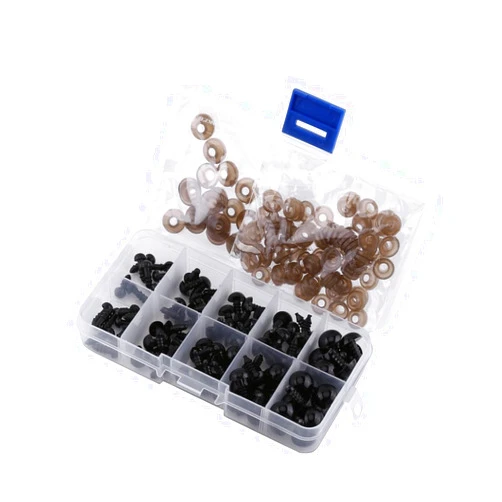 Yosoo 100pcs Plastic Safety Toy Eyes for Toys Puppet Teddy Bear Doll Animal DIY Crafts 6-12mm Black with Gasket