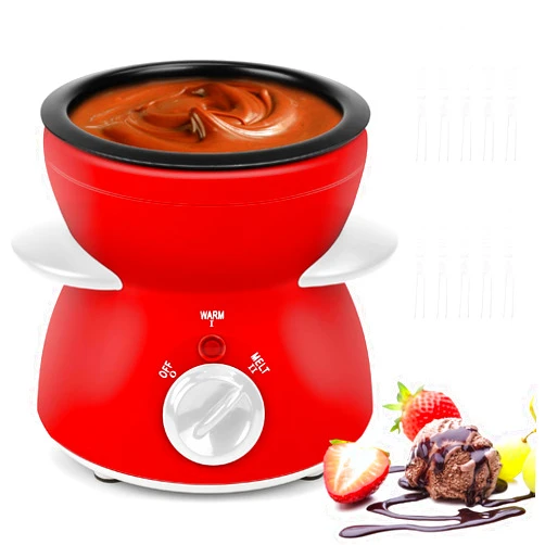 Outamateur Mini Chocolate Melting Pot, Chocolate Fondue Fountain, 8.79OZ Warmer Machine for Milk Chocolate, Cheese, Butter, Candy (Red)