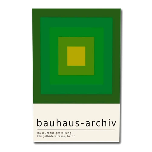 AnenaXean Canvas Painting Poster and Print Pictures Joseph Albers Poster Bauhaus Exhibition Poster Bauhaus Vintage Print Abstract Wall Art Museum Poster Kitchen and Dining Room Wall Decoration 16x24inch wood Frame