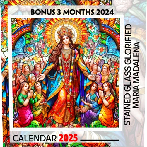 Montgomery Jackson Stained Glass Glorified Maria Madalena Calendar 2025: 15 Months of Divine Art October 2024 to December 2025 Capturing the Beauty of Stained Glass ... in Large Size 8.5 x 8.5 Ideal Gifts