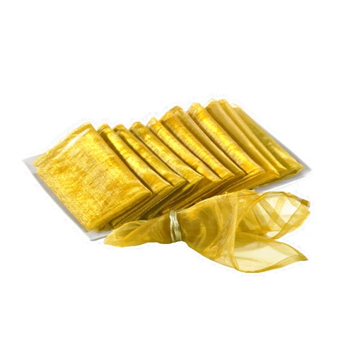 Fennco Styles fenncostyles.com Sorbet Collection Elegant Sheerness Organza 20 x 20 Inch Cloth Napkins, Set of 12 - Gold Diner Napkins for Wedding, Banquets, Special Events and Party Décor