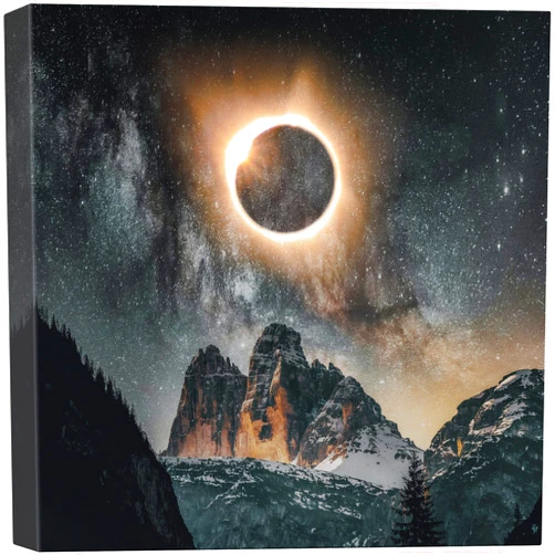 SIGNWIN Canvas Print Wall Art Solar Eclipse Galaxy Over Snowy Mountains Astronomy & Space Nature Photography Modern Art Rustic Landscape Colorful Sky for Living Room, Bedroom, Office - 12