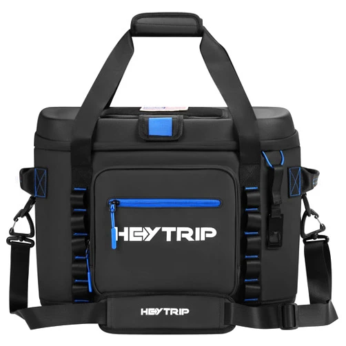 HEYTRIP Large Soft Cooler Bag, Soft Sided Insulated Cooler Hard Lid & Base Portable Beach Ice Chest with Shoulder Strap Leakproof Camping Cooler