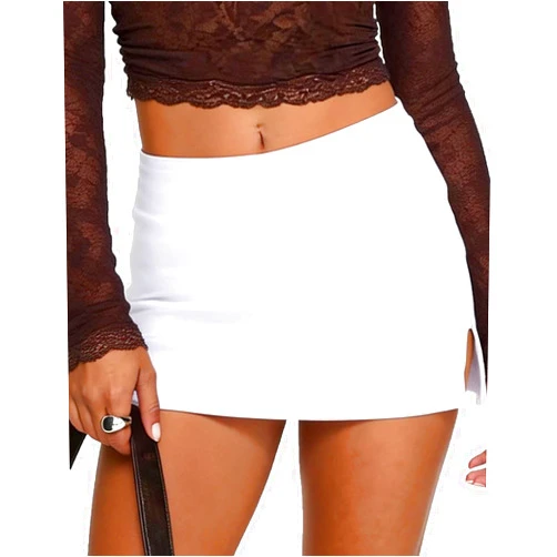 UTNISAN Bodycon Mini Skirts for Women Low Waist Slit Hem Skirts with Shorts Underneath Skorts