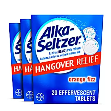 Alka-Seltzer Hangover Relief Effervescent Tablets Formulated for Fast Relief of Headaches, Body Aches and Mental Fatigue, 60CT (20ct x 3) Bundle