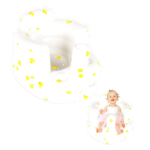 Swity Home Baby Inflatable Seat for 3-36 Months, Built in Air Pump Infant Back Support Sofa, Protect Spine, Safe Toddler Feeding / Shower Chair for Learning to Sit Up (Duck, Off-White)