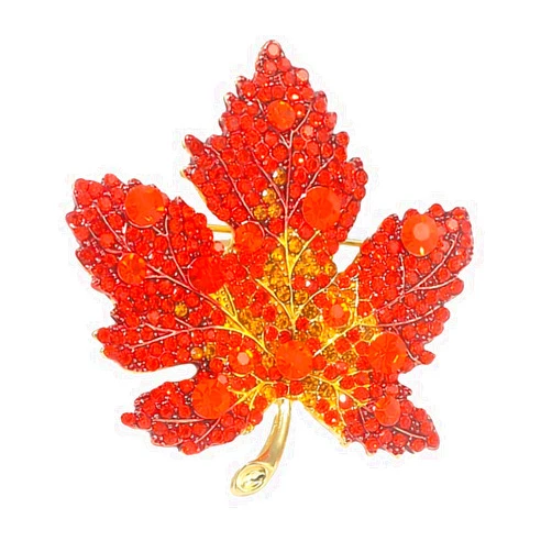HIOPOIUYT Delicate Crystal Maple Leaf Brooch Accessory Elegant Maple Leaf Collar Pins Adornment Stylish Banquet Clothing Ornament
