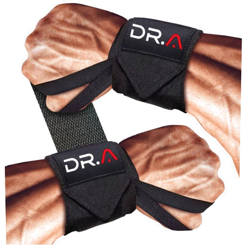Dr. Arthritis Doctor-Developed Gym Wrist Wraps/Lifting Wrist Straps for Weightlifting, Heavy Duty Gym Straps With Thumb Loops, Wrist Wraps for Working Out & Protection, Weight Lifting Wrist Wraps For Men & Women (Black)
