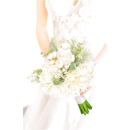 YSUCAU 10 Inch Artificial Wedding Bouquets for Bride Bridal Rose Bouquet Bridesmaid Bouquet Tossing Bouquet for Vintage Wedding Ceremony Anniversary Bridal Shower