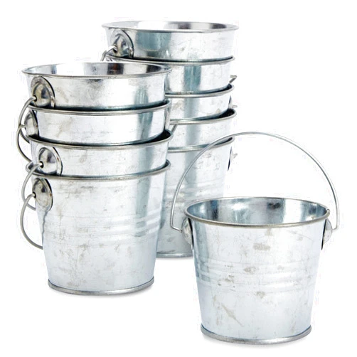 Juvale 10 Pack Small Metal Buckets for Party Favors, Tiny Galvanized Silver Pails for Crafts, Succulents (3.3 x 2.5 x 3 In)