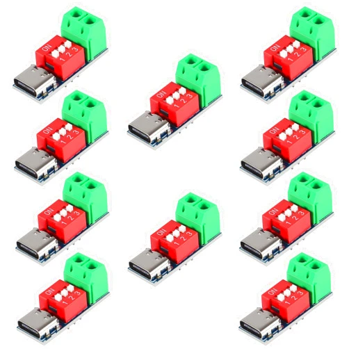 AITRIP 10PCS USB-C PD Trigger Board Module PD/QC Decoy Board Fast Charge USB Type-c to 5V9V12V20V High Speed Charger Power Delivery Boost Module with Screw Terminal