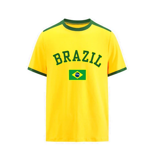 WDIRARA Men's Brazil Jersey Shirt Letter Graphic T Shirts Crew Neck Short Sleeve Tees Top
