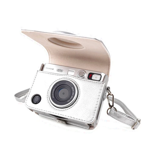 Rieibi Mini EVO Case - Vintage PU Leather Protective Case for Fuji Instax Mini EVO Instant Camera - Removable Case with Adjustable Shoulder Strap Battery Charging Port