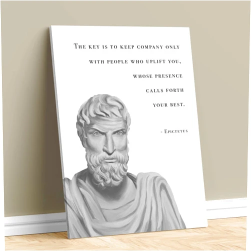 MAXFOUNDRY Epictetus Hand-drawn Artwork, Wrapped Canvas, Epictetus Quote, Ancient Greek Philosopher, Stoicism Print, Philosophy Gift, Stoic Wall Art 8x10 in | 20x25 cm
