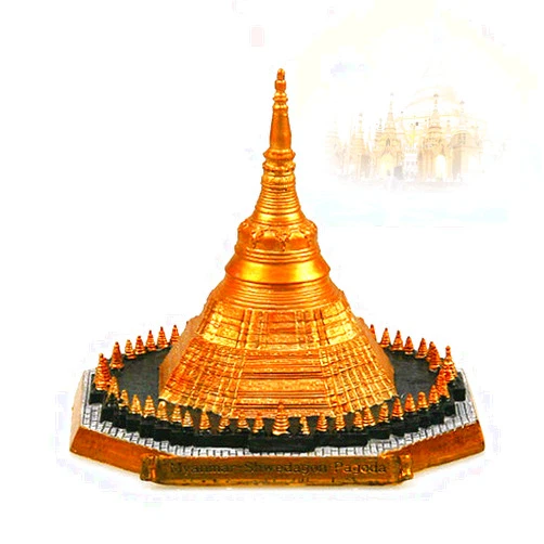 ZHHID Architectural Models, Sculptures Home Décor, Yangon Shwedagon Pagoda, Souvenir Small Model Statue Miniature, Collectible World Building Model Home Desk Decoration, Resin