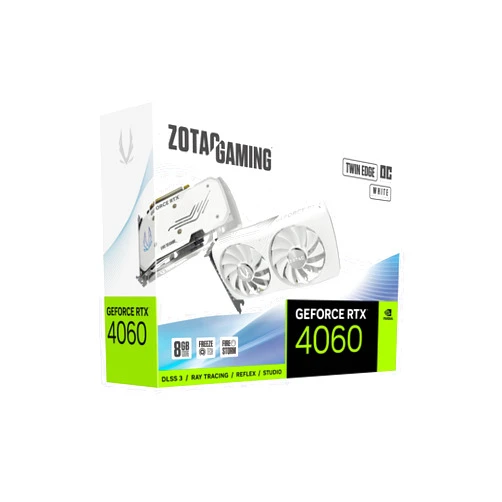 Zotac Gaming GeForce RTX 4060 8GB Twin Edge OC White Edition DLSS 3 8GB GDDR6 128-bit 17 Gbps PCIE 4.0 Compact Gaming Graphics Card, Spectra RGB Lighting, ZT-D40600Q-10M