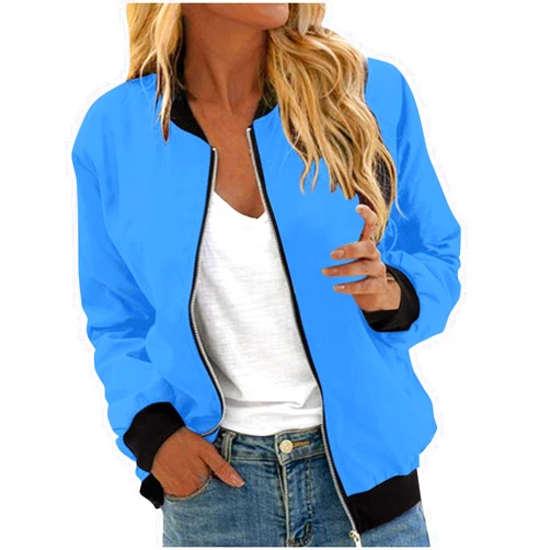 RODYETQQ Bomber Jacket Women Lightweight Comfy Coats Casual Zip Up Windproof Windbreaker Floral Pattern Fashion Outerwears