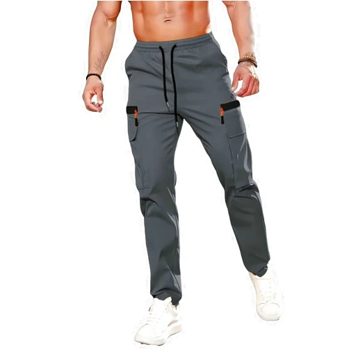 XYXYING Men's Lightweight Hiking Cargo Pants Quick Dry Casual Travel Sweatpants Joggers Elastic Waist Multiple Pockets
