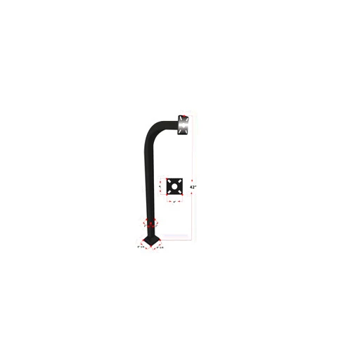 L.A Ornamental Goose Neck Keypad Stand Intercom Holder Telephone Entry Pedestal Gate Pillar Curve Post Offset Key Pad Stand Aluminum 42 Black