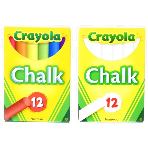 Crayola Non-Toxic White Chalk(12 ct box)and Colored Chalk(12 ct box) Bundle