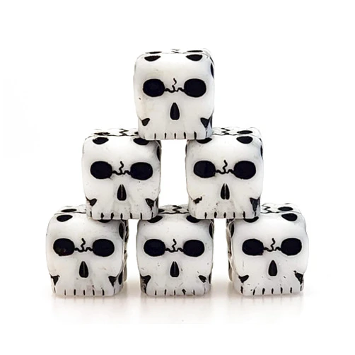 Sterling Kisses Skull Dice Set, 6 Miniature Hand Painted Resin D6 for D&D, RPG Travel Games - Tiny Gothic Tabletop Accessories, Pocket-Sized Pirate Necromancer Dice