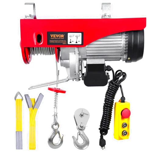 VEVOR Electric Hoist, 440LBS Attic Hoist, Ladder Hoist, 110V Electric Hoist with 14ft Remote Control & Single/Double Slings for Lifting in Factories, Warehouses, Construction Site, Attic