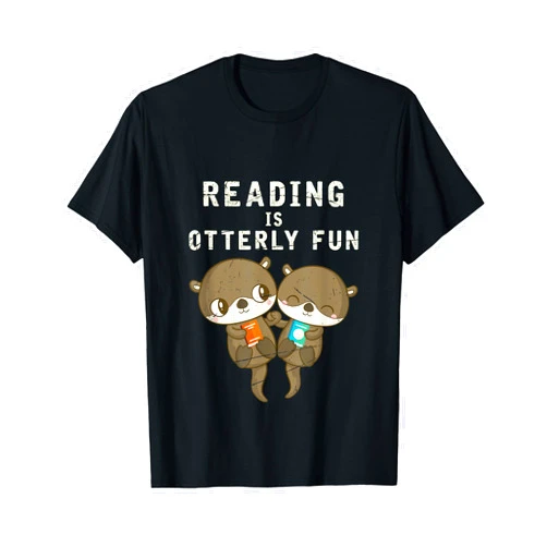 Cute Animal Otter Marten Reading Book Lover Animal Bookworm Gift Otter T-Shirt