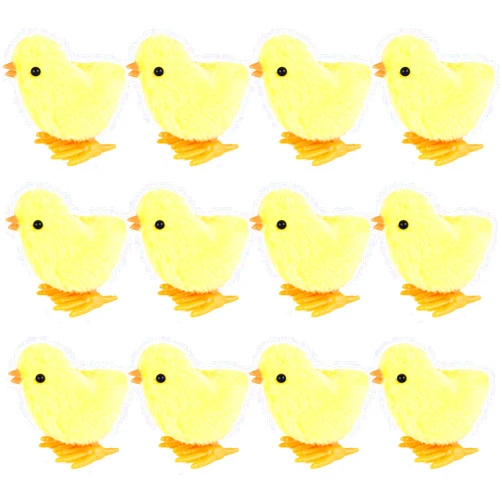3 otters 12PCS Wind Up Chick Toys, Wind-Up Jumping Cute Chicken Plush Chicks Toys for Kids Goodie Bags Treasure Chest Party Favors Gifts