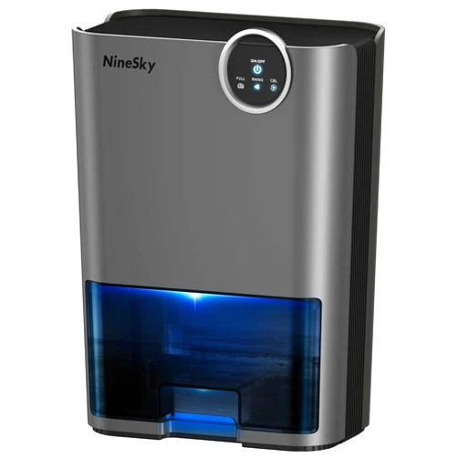 NineSky Dehumidifier for Home, 70 OZ Water Tank, 800 sq.ft Dehumidifier for Bedroom,Basement,Bathroom with Auto Shut Off, Sleep Mode,5 Colors LED Light,Gray