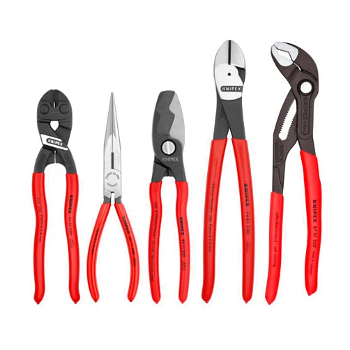 KNIPEX - 9K 00 80 108 US Tools - 5 Piece Automotive Starter Pliers Set (87 01 250, 95 11 200, 26 11 200, 74 01 250, 71 31 200) (9K0080108US)