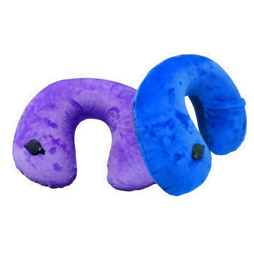 MXJZW 2Pack Inflatable Neck Pillow Ultralight Inflatable Travel Neck Pillows Compact Travel Neck Pillow U-Shaped Neck Support While Office, Road Trips,Car, Airplanes and Train(Purple Royal Blue)