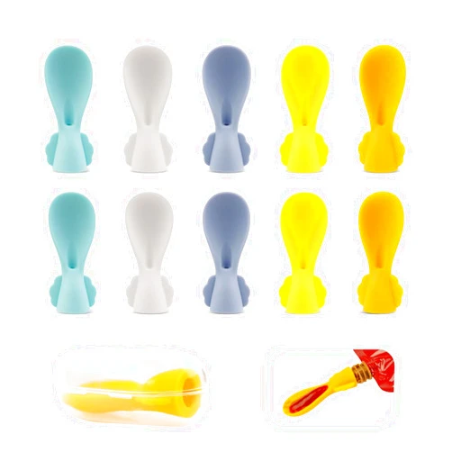 MiniMunch Universal Baby Food Pouch Spoon Attachment - 10 Pack, Silicone Baby Spoons for Pouches, Travel-Friendly Baby Food Squeeze Pouch Spoon